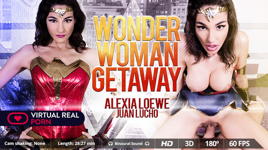 Wonder Woman is all the rage. And it isn't surprising, she's one of the coolest DC characters and the new lead is fit as fuck. Luckily, we have invited her to your living, so you can fuck her. Grab your Oculus, Gear VR or Playstation and focus all your superpowers on not cumming during the first 15 seconds with hot brunette Alexia Loewe!