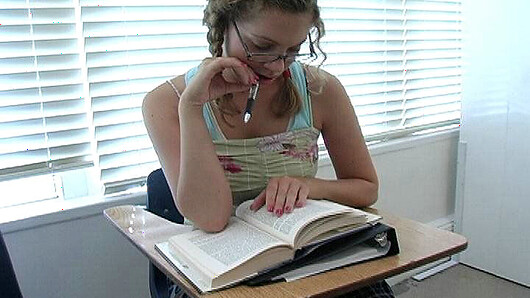 Mysti May is just enjoying some reading, when her teacher happens to look over her shoulder and see what she's reading. It turns out it's one step away from porn, the grammar is horrible. Maybe she should take a lesson from her teacher and learn how to fuck from someone who knows.